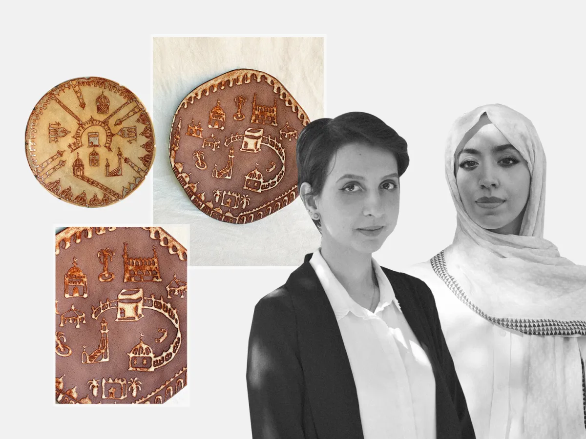 المصممتان ريم عليان الرجودي (يمين) وجمانة قاسم (يسار)، مع بعض من قطع مجموعتهما الأخيرة محدودة الإصدار 