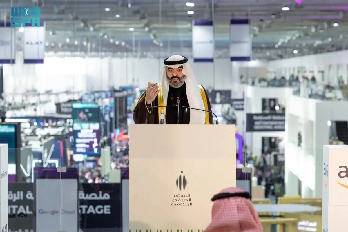 وزير الاتصالات المهندس عبدالله السواحة خلال مؤتمر ليب التقني الدولي 2025 - الصورة من واس