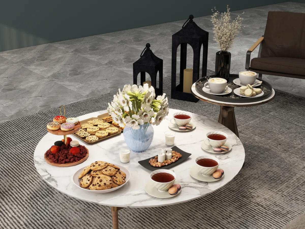 تنسيق الزهور على الطاولات في غرفة المعيشة