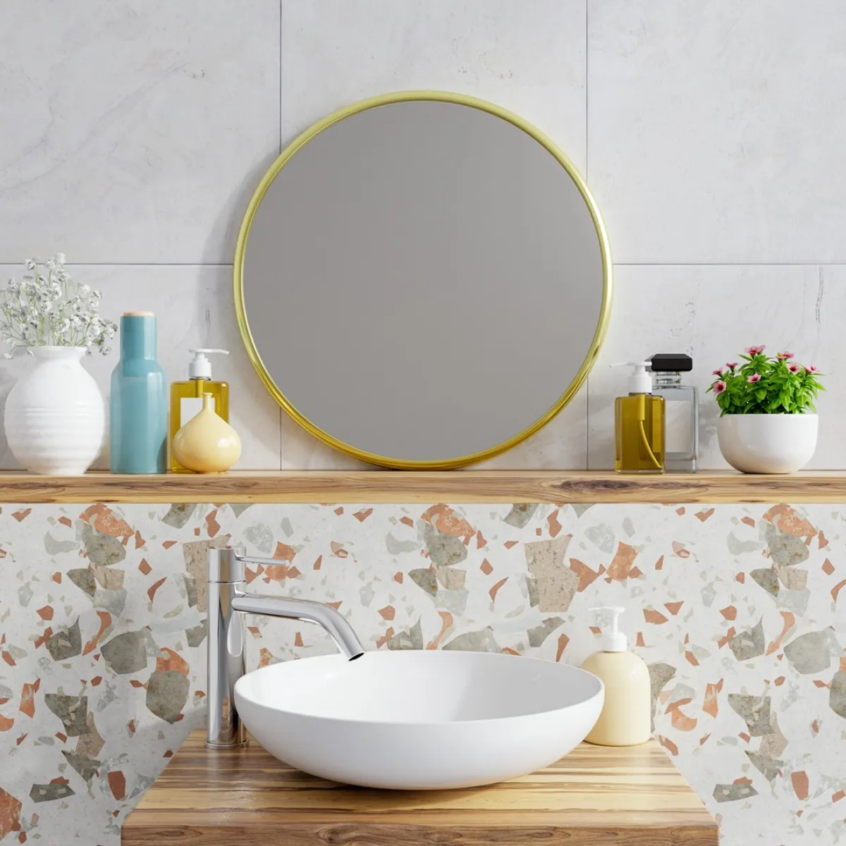 جانب من حمام منزلي ضيق