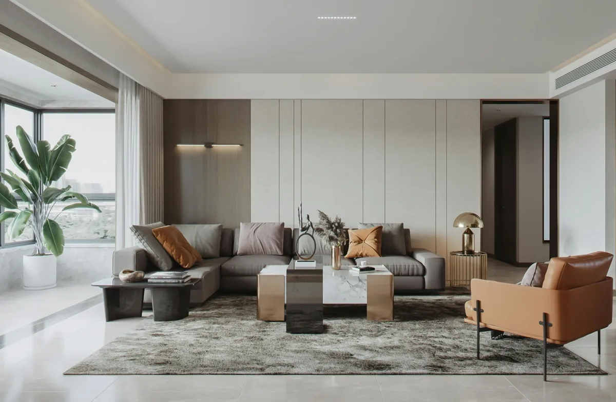 صالون منزلي مؤثث بأناقة