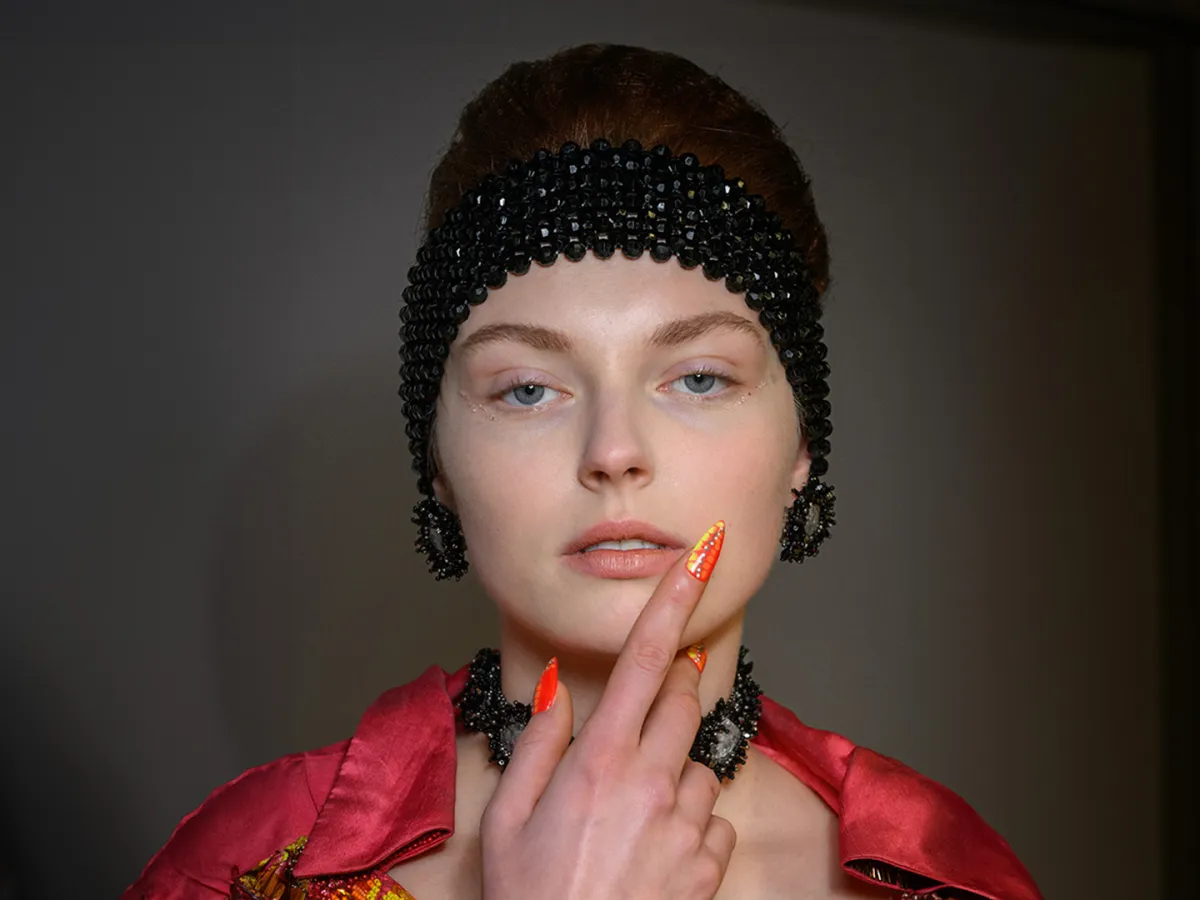 أحمر شفاه نيود من عرض Germanier لربيع وصيف 2025- الصورة من  الصورة من Launchmetrics/Spotlight ©