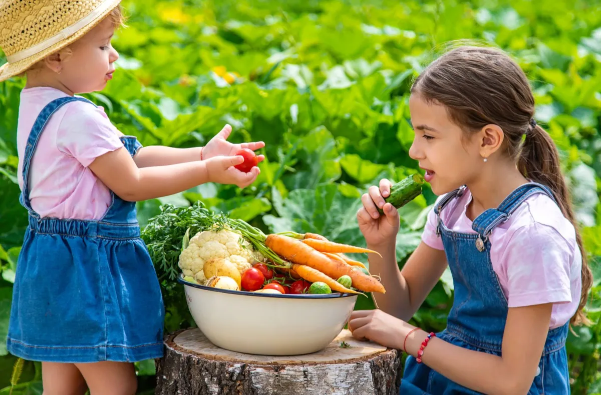صورة أطفال يأكلون الخضراوات