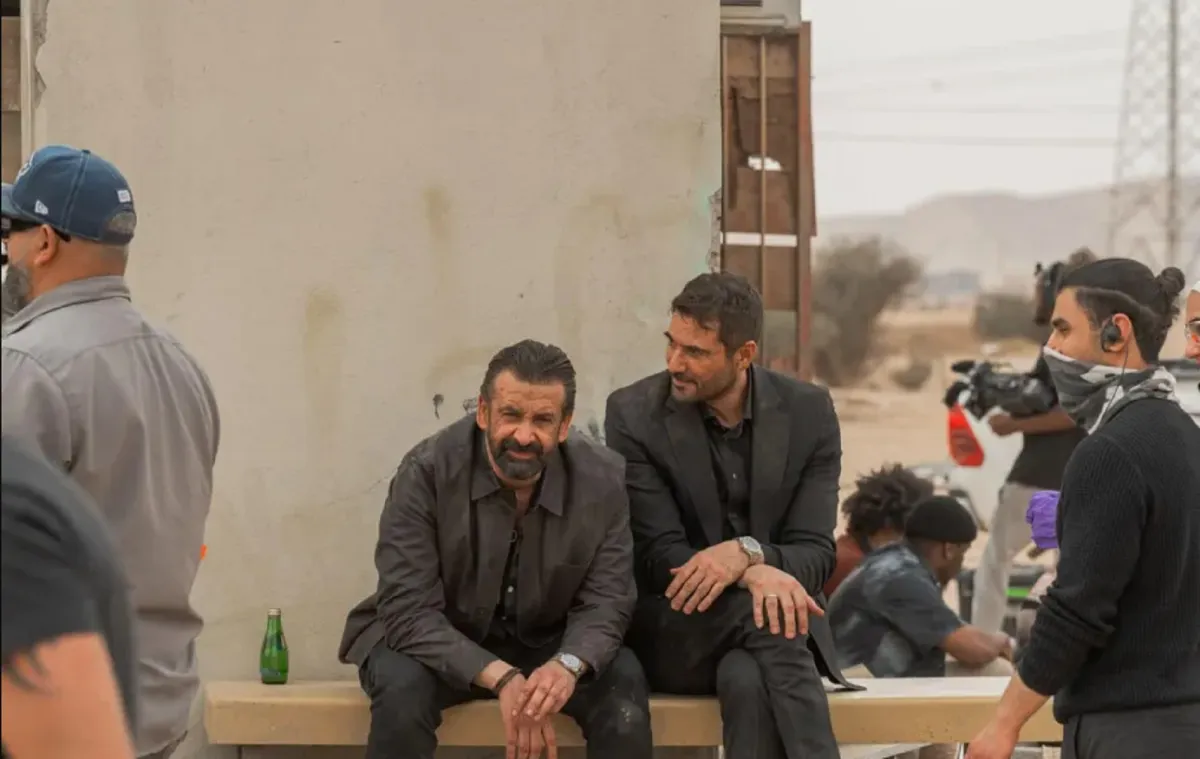 كريم عبد العزيز وأحمد عز من كواليس الفيلم- الصورة من صفحة المستشار تركي آل الشيخ على فيسبوك