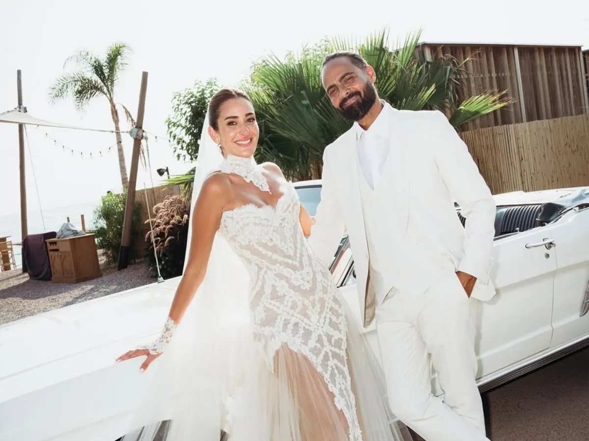 إطلالة أمينة خليل مع زوجها أحمد زعتر في زفاف الثاني- تصوير لميس مجدي