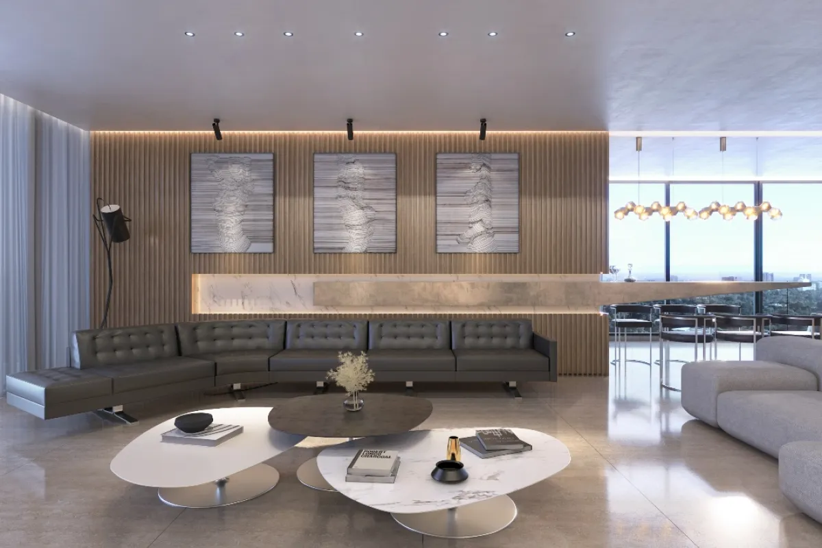 المساحات المؤثثة وفق أسلوب الفخامة الهادئة لوحات متناغمة وهادئة