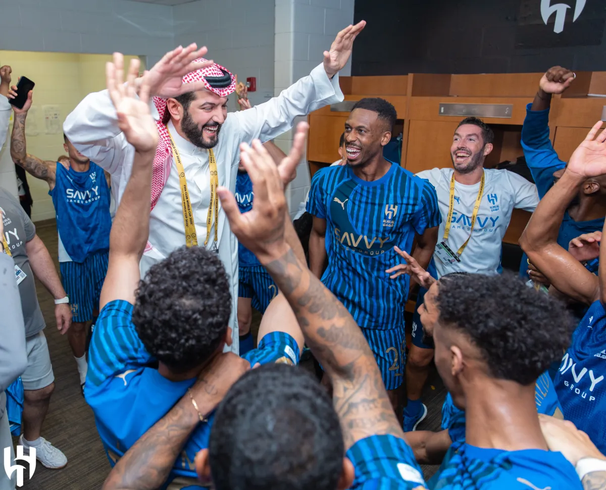 فرحة فريق الهلال بالفوز. الصورة من الحساب الرسمي لنادي الهلال على منصة x