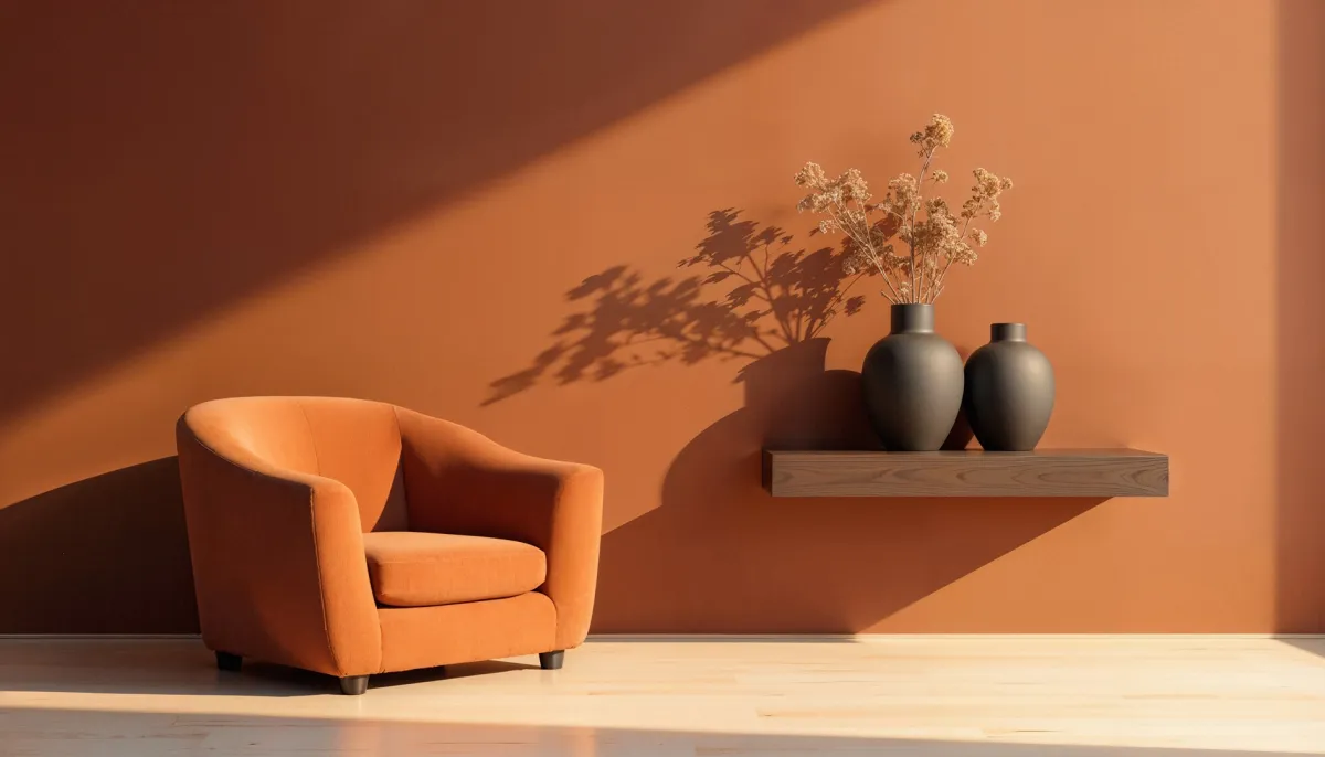 غرفة معيشة بلون التراكوتا