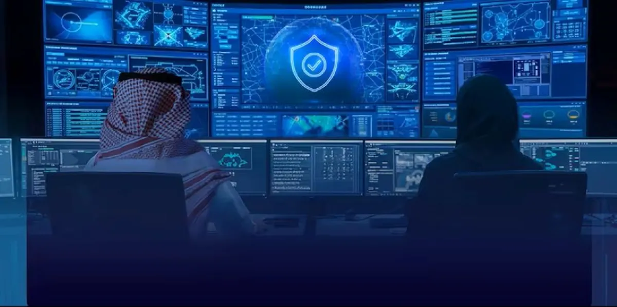 رجل وامرأة يعملان في مجال الأمن السيبراني 