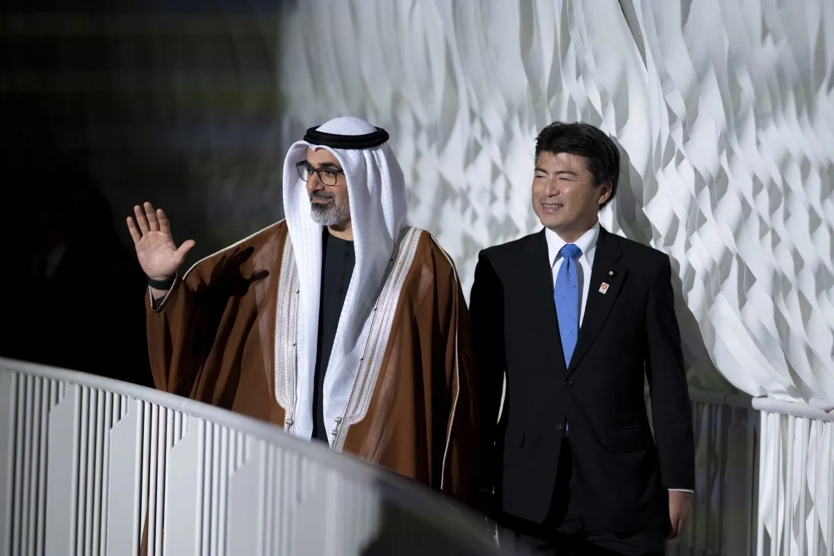 الشيخ خالد بن محمد بن زايد آل نهيان، ولي عهد أبوظبي في فعاليات الاحتفاء بيوم دولة الإمارات في إكسبو أوساكا 2025 - الصورة من وكالة الأنباء الإماراتية "وام"