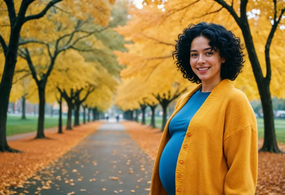 صورة لحامل في فصل الخريف