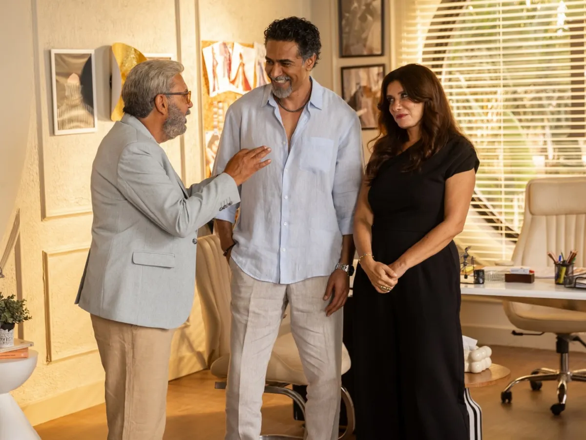 غادة عادل ومحمد علاء وكمال أبو رية من مسلسل وتر حساس - الصورة من الشركة المتحدة