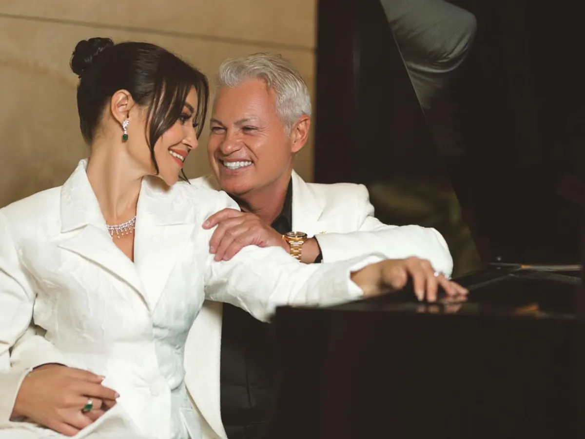 أروى جودة وزوجها - الصورة من مكتبها الصحفي