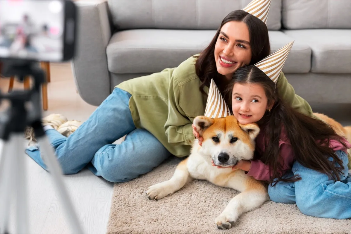 صورة لأسرة تربي كلباً