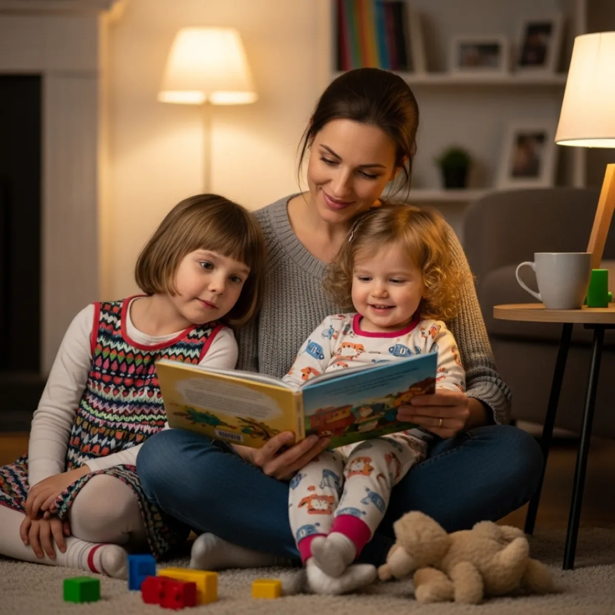 صورة أم تقرأ القصص- تم تشكيل الصورة عبْر الذكاء الاصطناعي