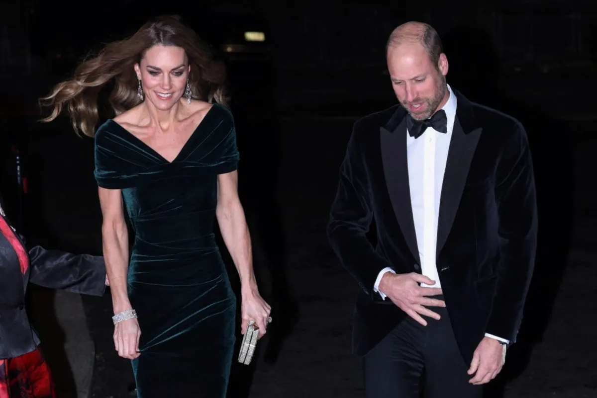 الأمير ويليام وكاثرين (كيت ميدلتون) في قاعة ألبرت الملكية بلندن (Prince William and Catherine at the Royal Albert Hall in London). مصدر الصورة: JONATHAN BUCKMASTER / POOL / AFP