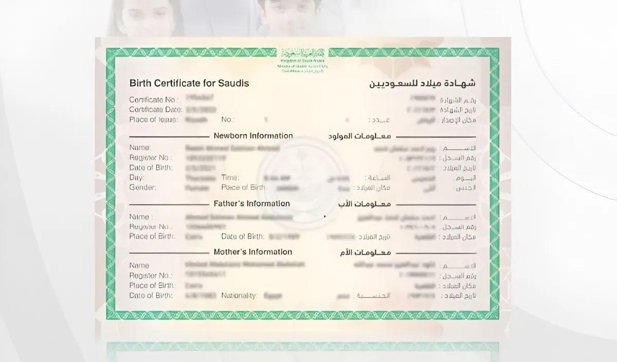 شهادة الميلاد الرقمية للأسر الحاضنة - الصورة من الحساب الرسمي للأحوال المدنية على إكس
