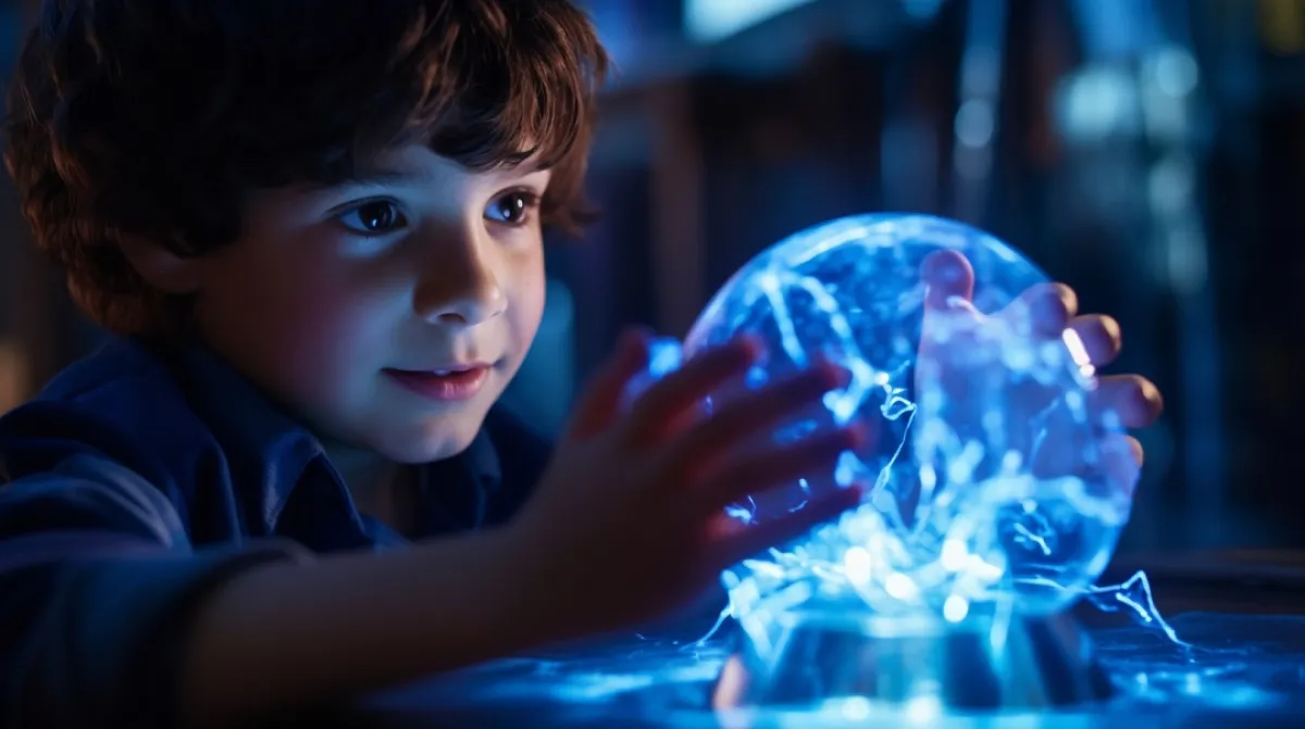 طفل منشغل بلعبة الذكاء الاصطناعي