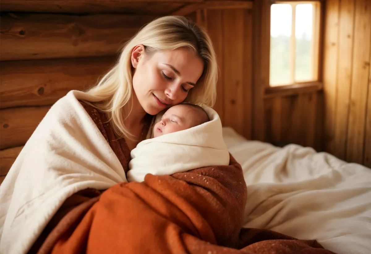 صورة لأم مع مولودها بعد الولادة