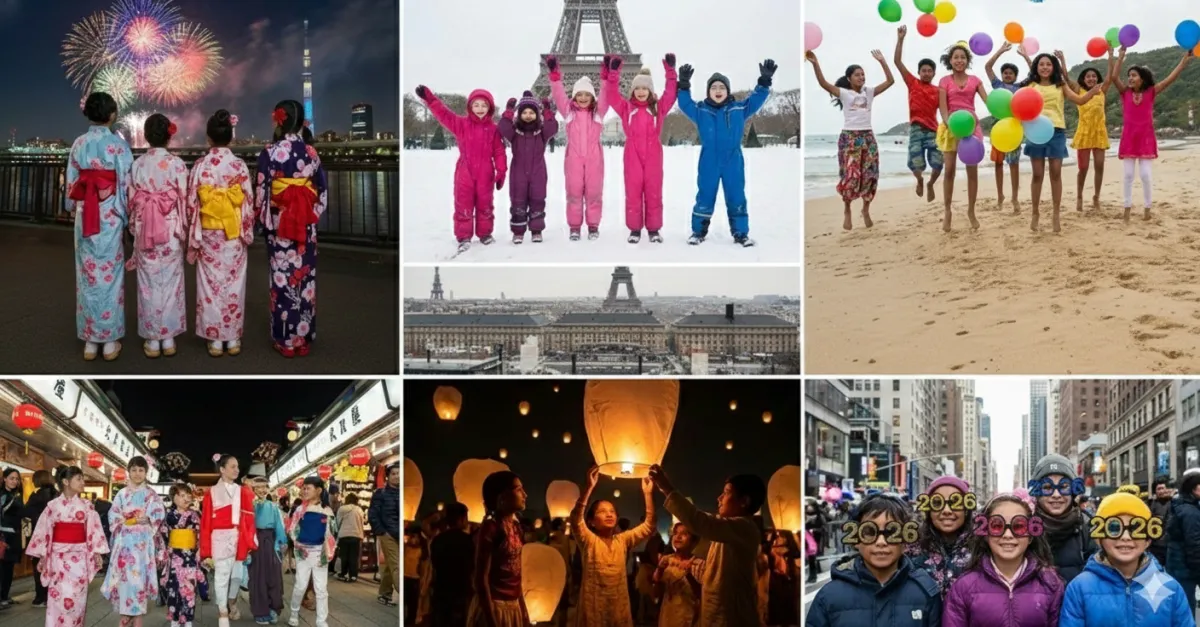 الاحتفال بيوم السنة الجديدة 2026 حول العالم معهم