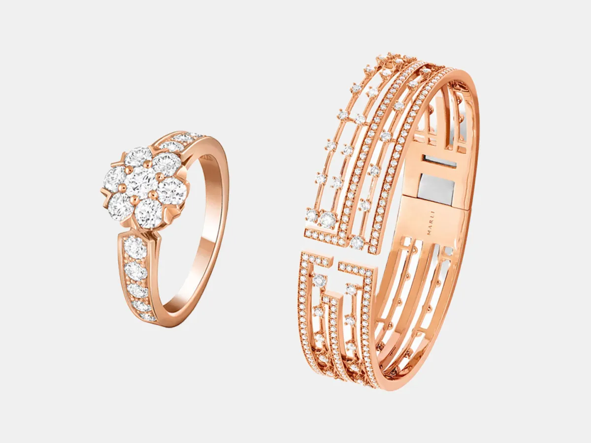 مجوهرات ذهب وردي وألماس لعروس شتاء 2026