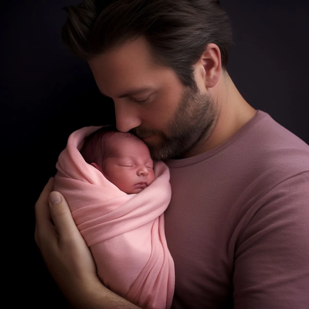 صورة لمولود ينام في حضن والده