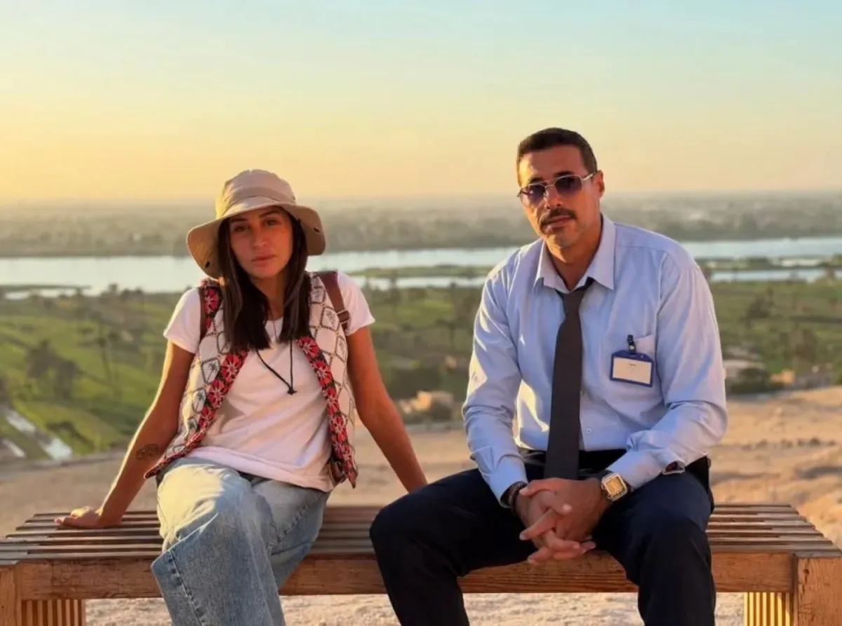 أحمد صلاح السعدني ودينا الشربيني في كواليس لاترد ولا تستبدل- الصورة من حسابه على إنستغرام