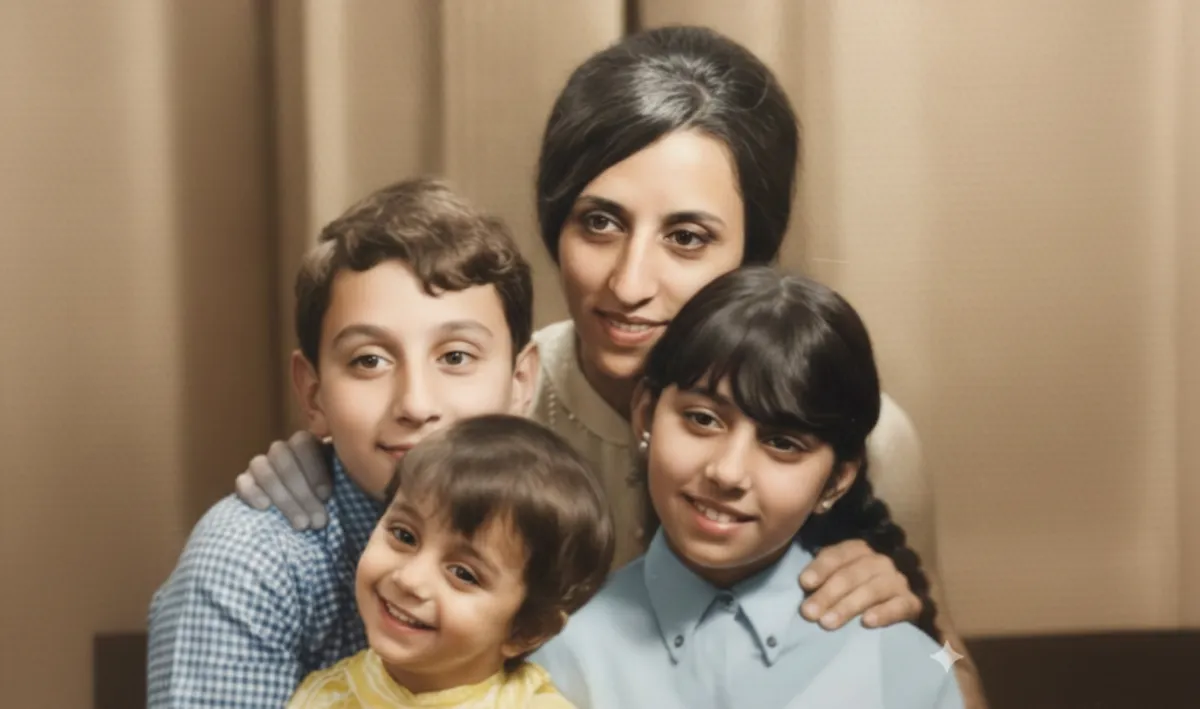 السيدة فيروز وأولادها - الصورة تم ترميمها وتلوينها بالذكاء الاصطناعي
