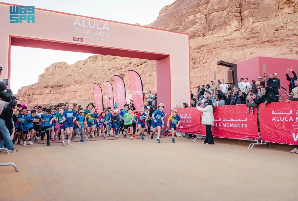 مشاركة الأطفال في نسخة 2025 من سباق درب العلا. الصورة من وكالة الأنباء السعودية "واس"