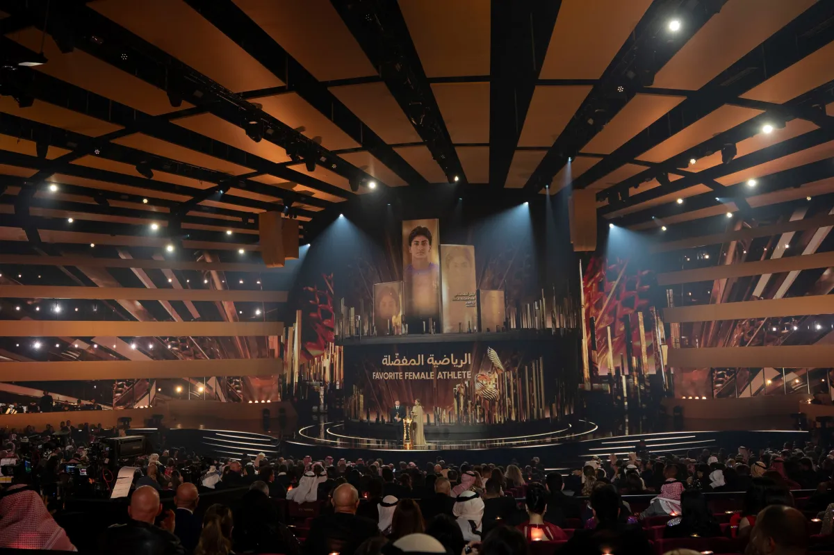 خلال الإعلان عن جائزة الرياضية المفضلة في حفل Joy Awards 2026 - الصورة من المكتب الإعلامي لهيئة الترفيه