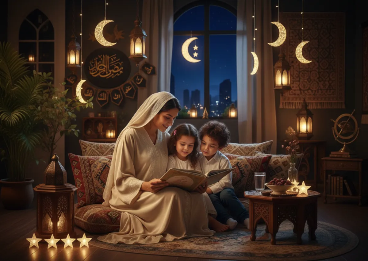 صورة أم تقرأ القصص لأطفالها