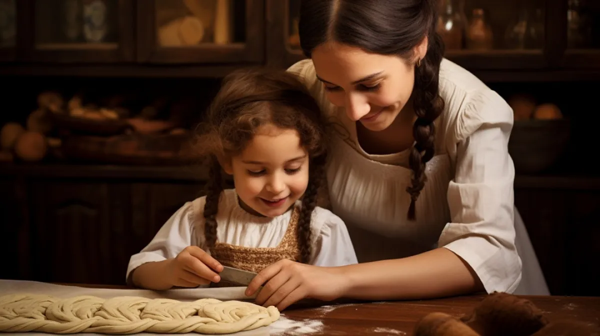 صورة لأم وطفلتها بالمطبخ