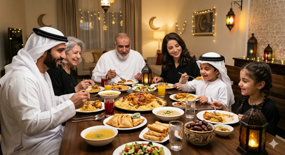 صورة عائلة مع الأطفال في رمضان