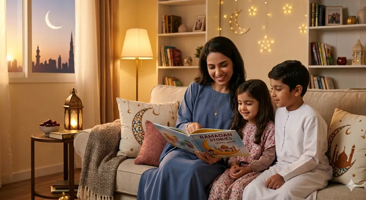 صورة أم تقرأ القصص لأطفالها