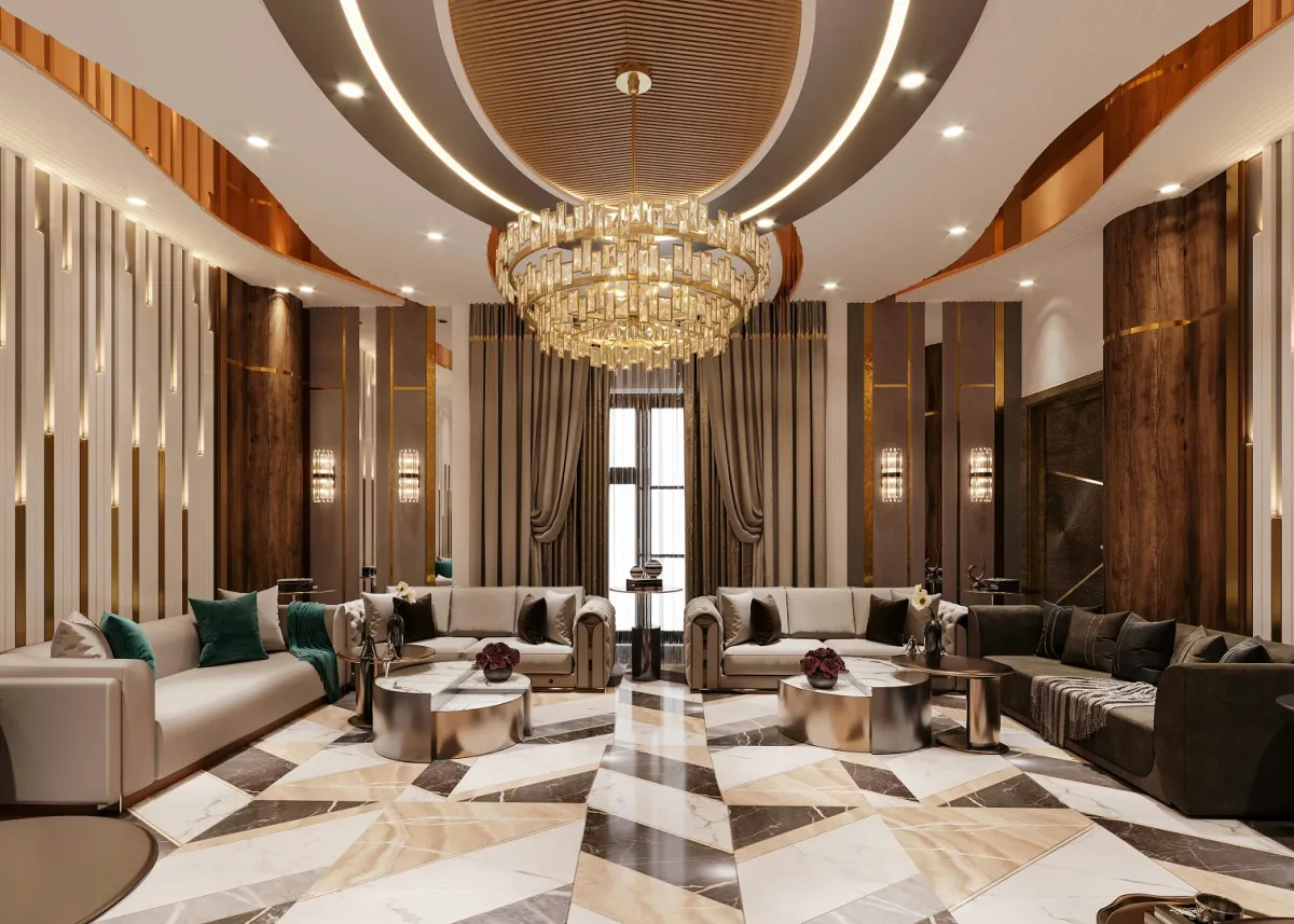 مجلس مصمم مع ثريا سقفية لم تعد دارجة