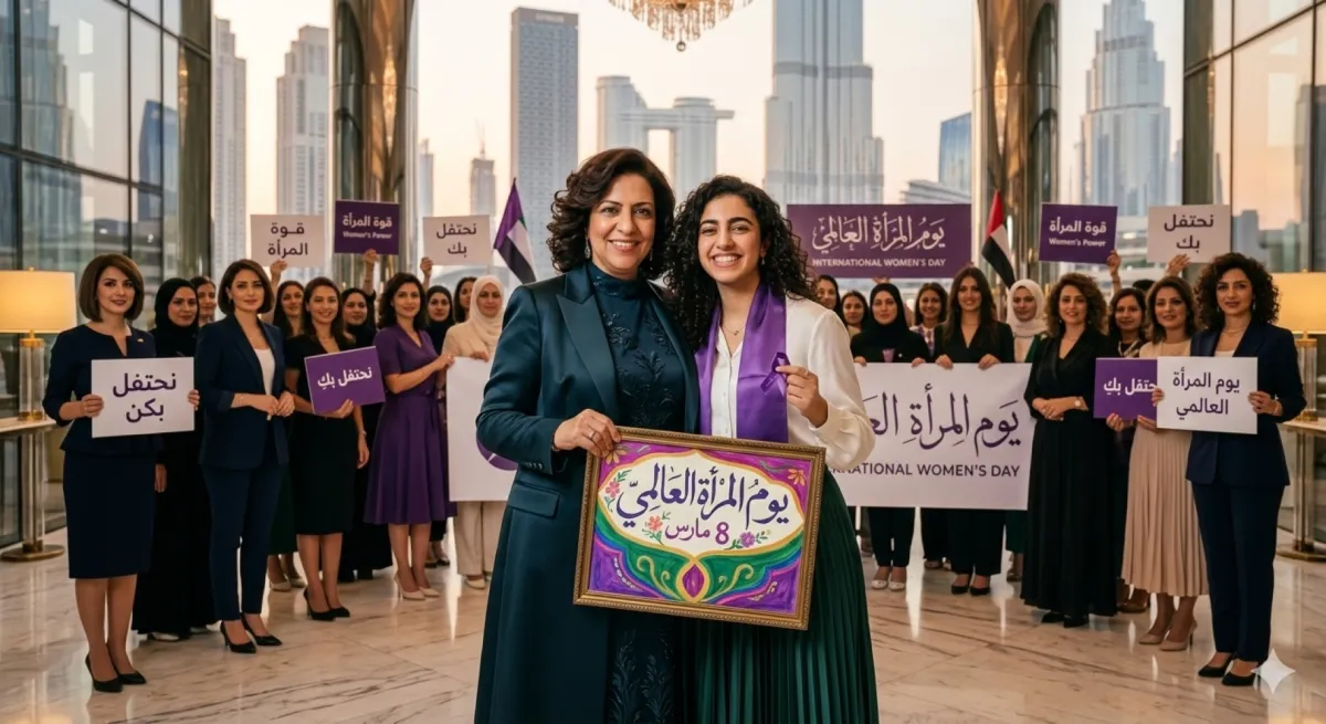 صورة أم وابنتها في يوم المرأة العالمي
