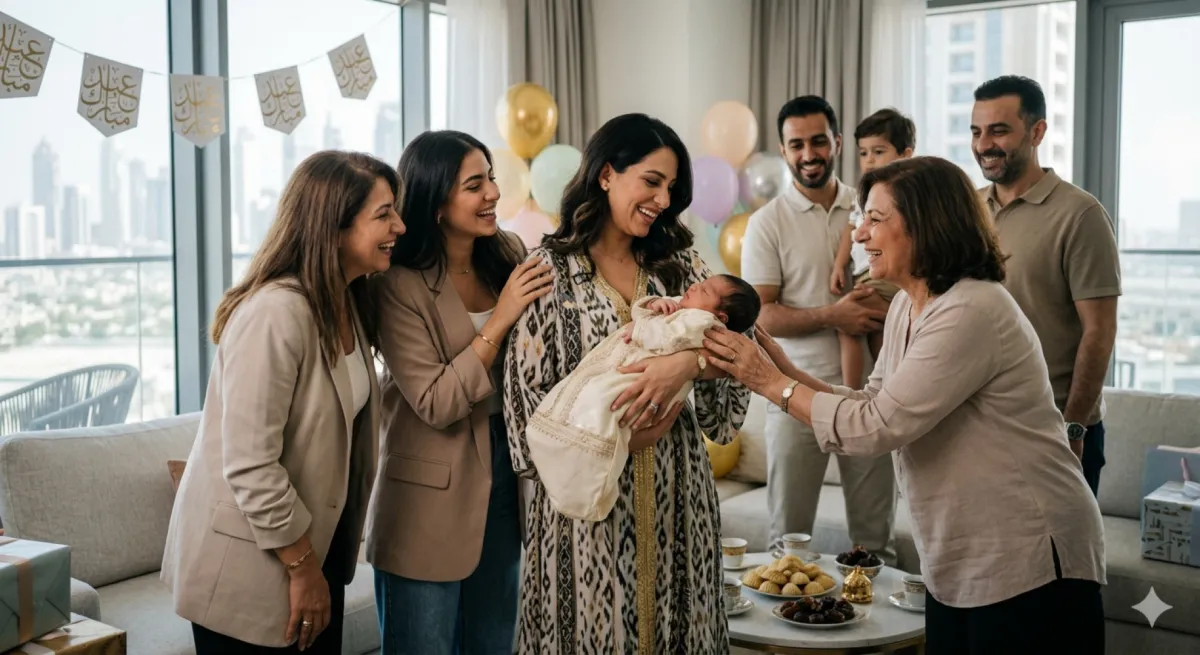 صورة ضيوف حول المولود في العيد