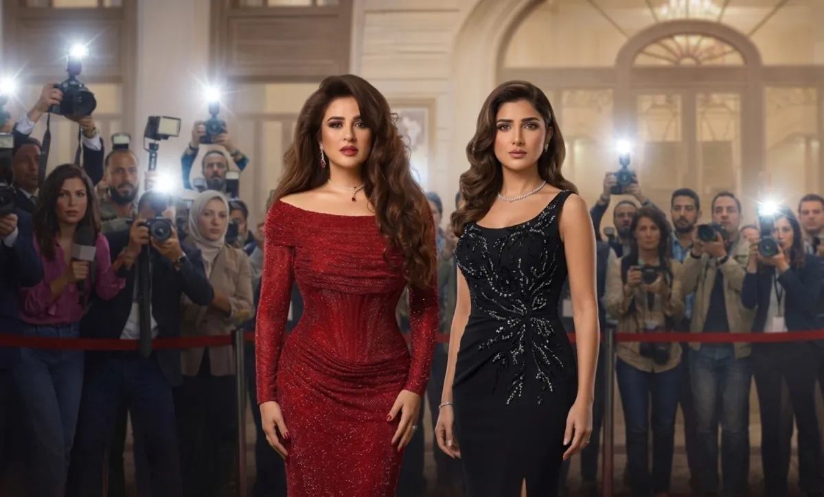 ياسمين عبد العزيز ومي عمر - الصورة معاد تصميمها بالذكاء الاصطناعي