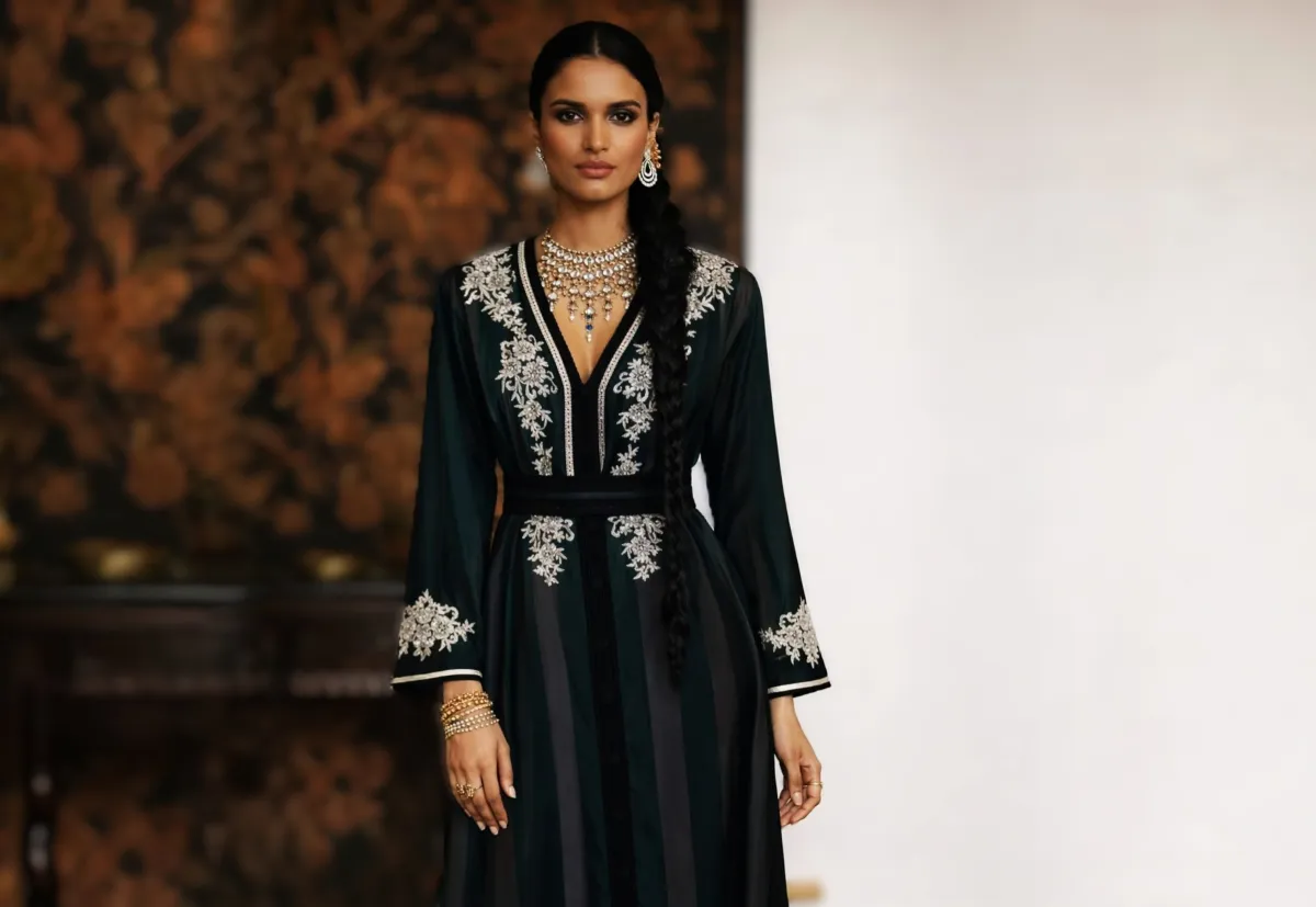 قفطان أسود مطرز من حصة فلاسي- الصورة من العلامة 