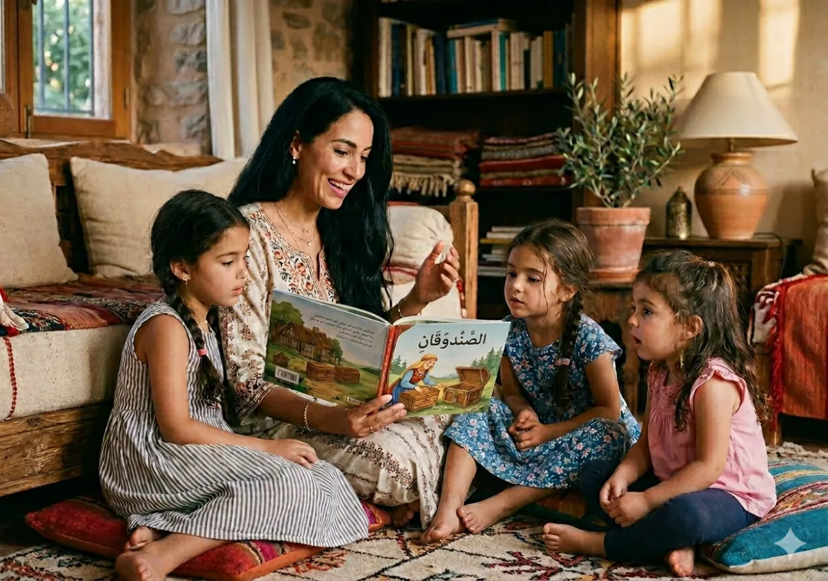 صورة أم تقرأ القصص