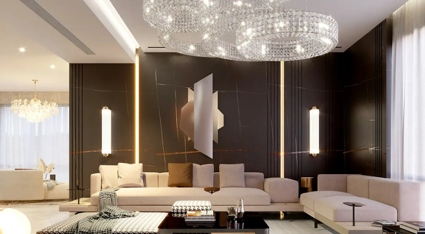 غرفة معيشة فاخرة وعصرية