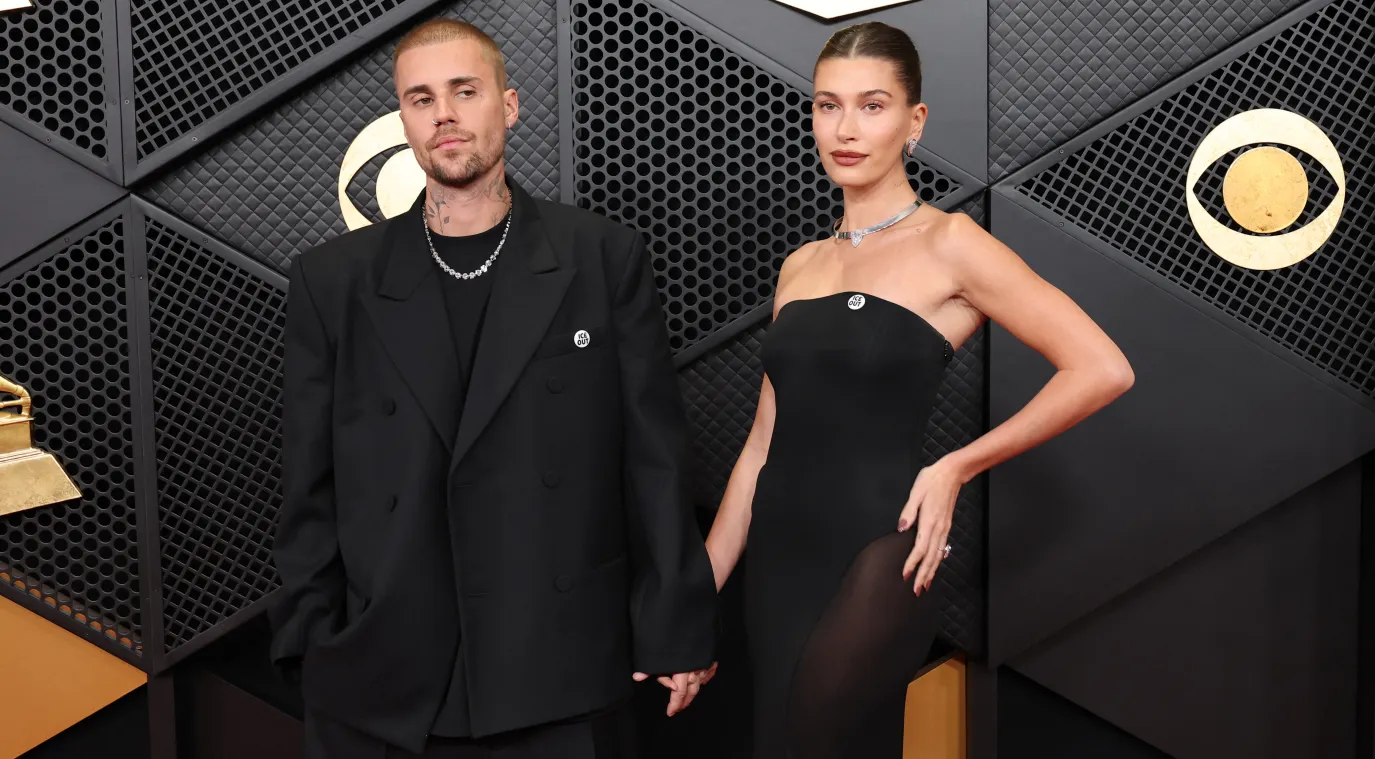 جستن وهايلي بيبر من حفل غرامي 2026 - مصدر الصورة: AMY SUSSMAN / GETTY IMAGES NORTH AMERICA / GETTY IMAGES VIA AFP