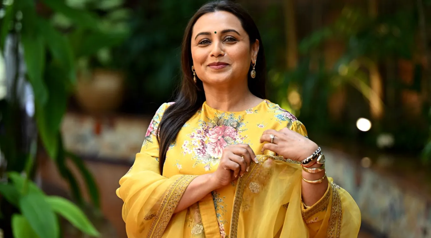 راني موخرجي في مومباي (Rani Mukerji in Mumbai). مصدر الصورة: LEON NEAL / POOL / AFP