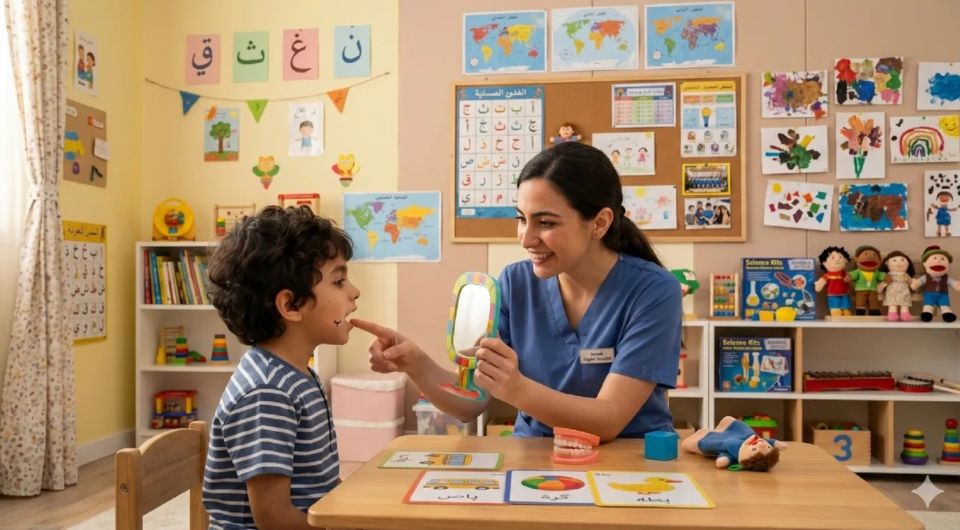 صورة لدكتورة تخاطب مع طفلها