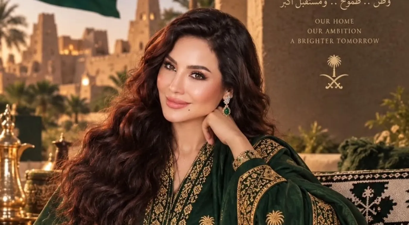 مكياج وتسريحة شعر لجين عمران في اليوم الوطني السعودي96- الصورة من حسابها الرسمي على انستغرام