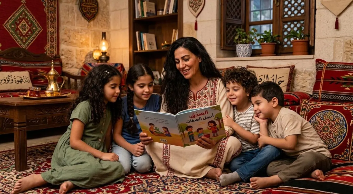 صورة أم تقرأ القصص لأطفالها