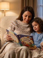 صورة أم تقرأ القصص