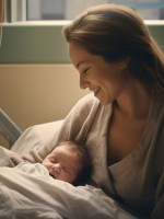 صورة لأم مع مولودها بعد القيصرية