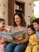 صورة أم تقرأ القصص لأطفالها