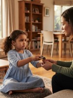 صورة لطفلة تطلب السماح من الأم